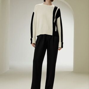 Bicolor stripe knit lilysilk wool sweater NWT